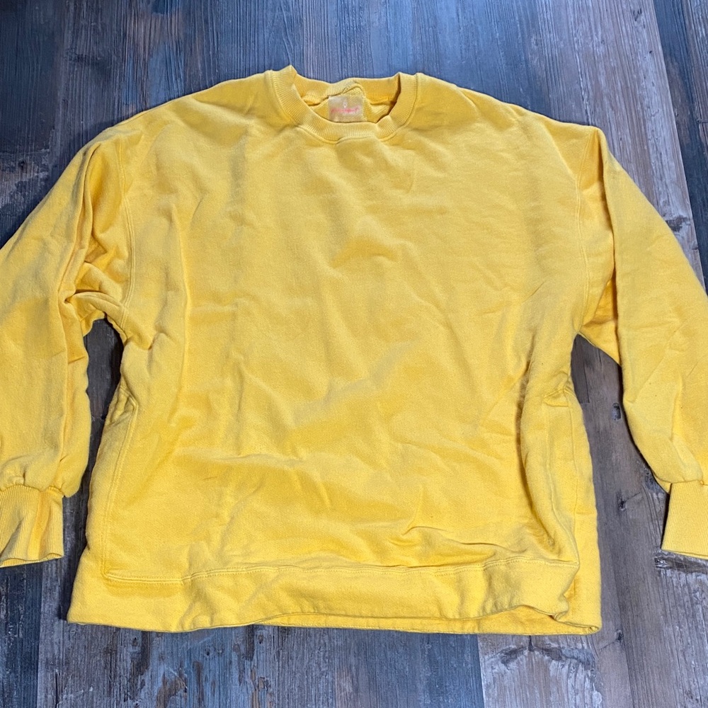 Free People Yellow Terry Crewneck Sweatshirt
